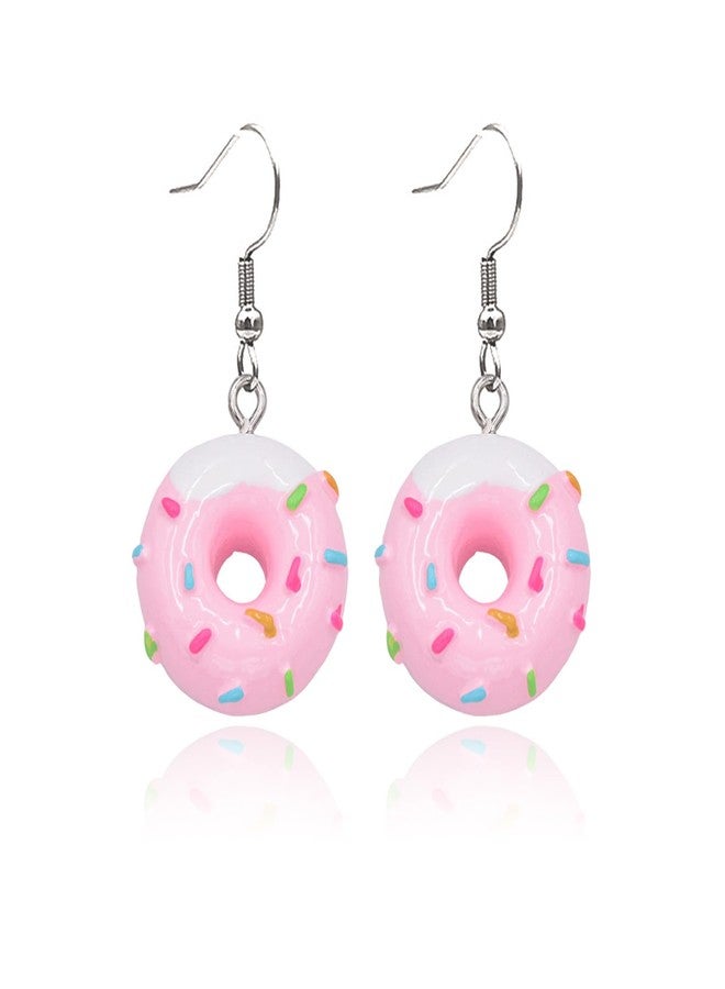 POYAMUSE Donut Dangle Earrings for Women - Fun and Sweet Cake Jewelry, Pink Donut Earrings for Women - Pink - Image 1